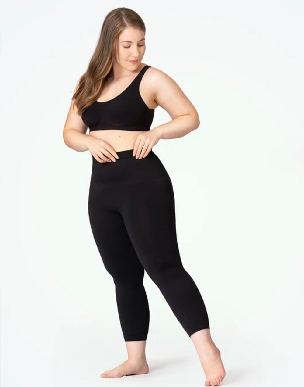 NWT Empetua Shapermint Seamless Mid Rise Shaping Capri Leggings Black XL - Picture 1 of 13